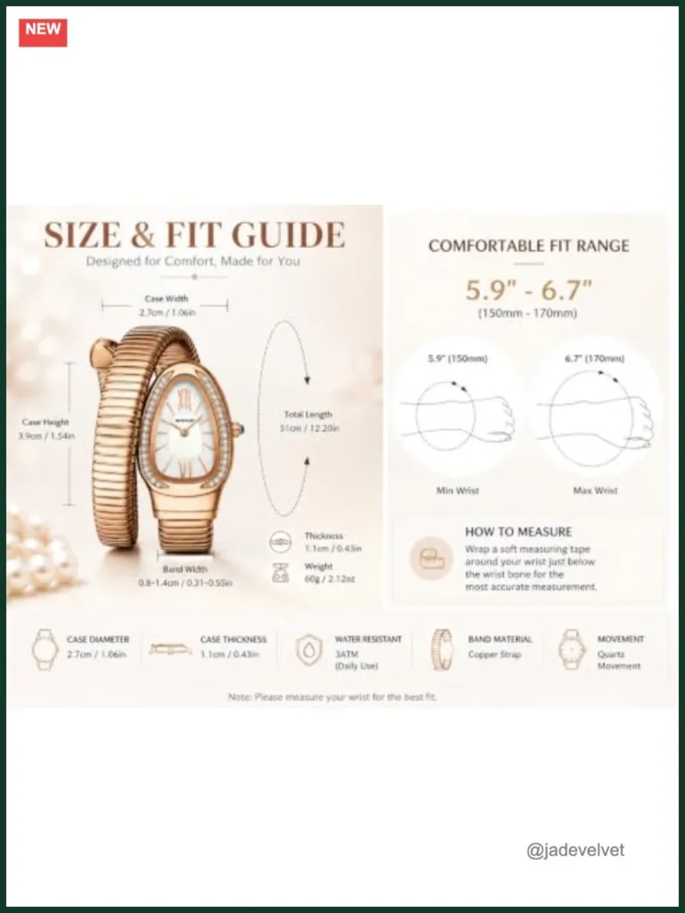 Women's Snake Bangle Watch with Roman Numeral Dial - Gold